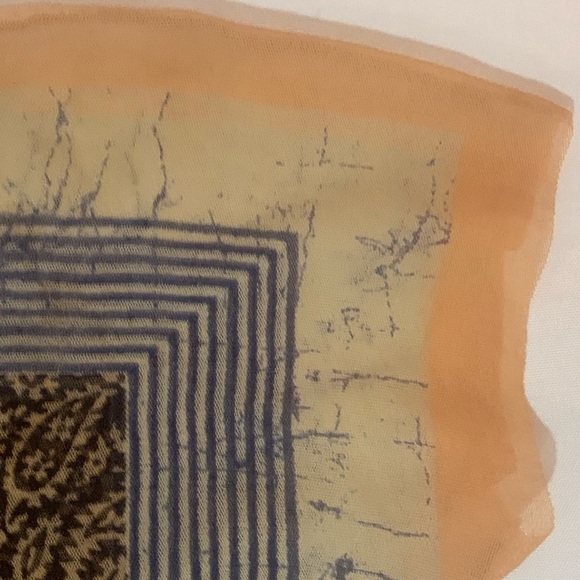 JEAN PAUL GAULTIER Le Maille Vintage Sheer Skinny Tribal Tattoo Silk Print S - Picture 5 of 8